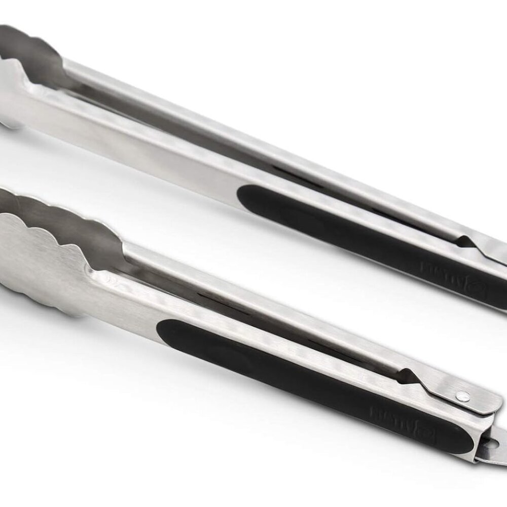 304 Stainless Steel Kitchen Cooking Tongs, 9" and 12" Set of 2 Sturdy Grilling B